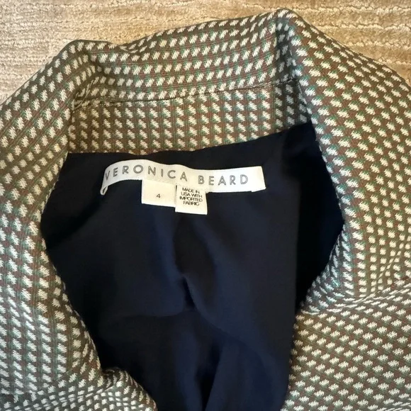 Veronica Beard Brown and Green Checked Blazer 4 - Picture 3 of 6